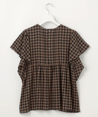 23区 S 【SLOW/一部店舗限定】ブライトリネン デザイン ブラウス ブラウンチェック