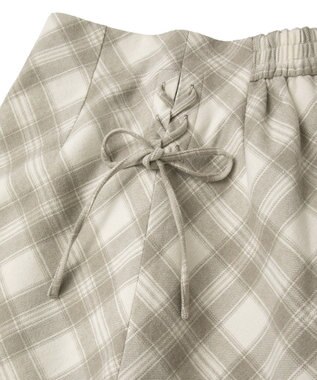 earth music&ecology サイドレースアップミニスカート Check Ivory