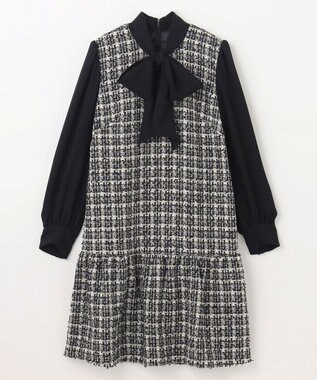 GRACE CONTINENTAL ツイードコンビワンピース ブラック