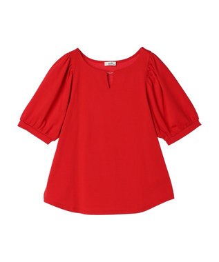 earth music&ecology パフスリーブキラリポイントプルオーバー Red