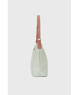 DAKS ナイロン×牛革 ハウスチェック ショルダーバッグ シーグラス