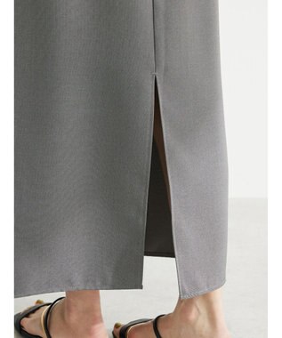 Green Parks 麻調Ｉラインスカート Gray