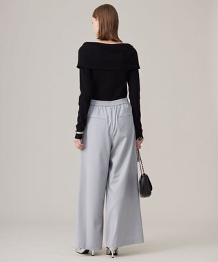 ICB L 【洗える】 ウールヴィスコースストレッチ タックパンツ ライトグレー系