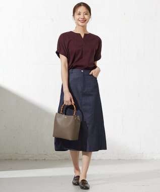 J.PRESS LADIES L 【洗える】4ozライトデニム スカート ネイビー系