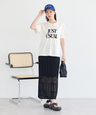 earth music&ecology シャーリングロゴTシャツ Off White