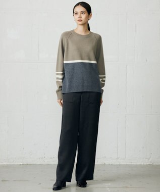 自由区 L ウールカシミヤブレンドラグランスリーブ ニット マルチボーダー