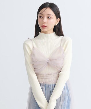 earth music&ecology ねじりチュールキャミワンピース Gray Beige