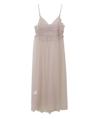 earth music&ecology ねじりチュールキャミワンピース Gray Beige