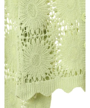 earth music&ecology クロシェ風カーディガン Lime Green