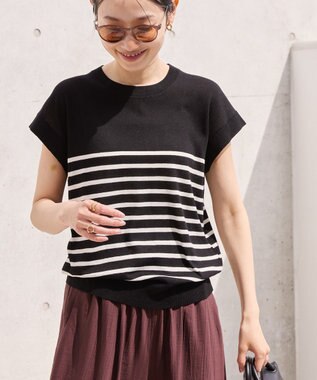 AMERICAN HOLIC 【接触冷感】フレンチスリーブニットプルオーバー Border