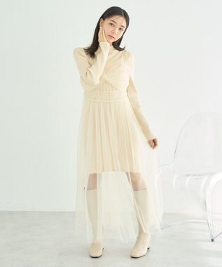 earth music&ecology ねじりチュールキャミワンピース White