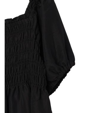 earth music&ecology ２ｗａｙショルダーシャーリングチュニック Black