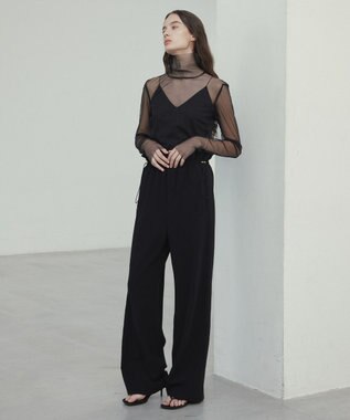 BEIGE， 【洗える・STORY 6月号掲載】RUE / ウエストゴムワイドストレートパンツ Black