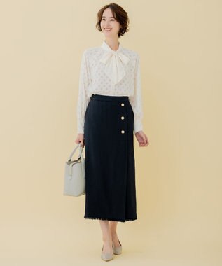 自由区 L 【セット可】ラミーブッチャー ストレートシルエットスカート ネイビー系