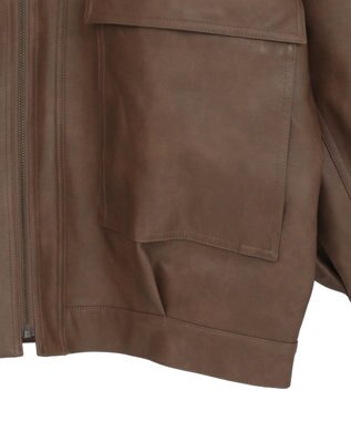 earth music&ecology フェイクレザージップジャケット Light Brown