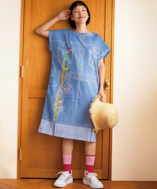 tsumori chisato SLEEP ツモリチサト ワンピース 綿100%(本体) 楊柳素材 3分袖 半袖 ロング丈 レディース UNT115 /ワコール