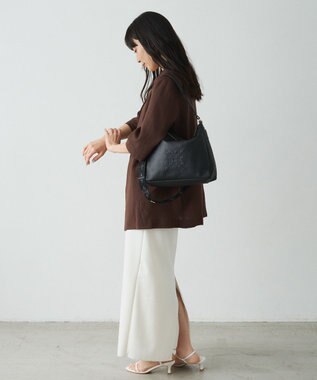 russet エンボスモノグラム2WAYショルダーバッグ(CE-1692) Black