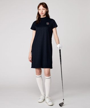 23区GOLF 【WOMEN】【吸水速乾】フラッグロゴジャガード ワンピース 腰回りカバー 1枚で決まる ネイビー系