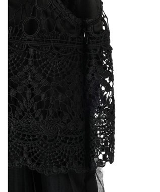 earth music&ecology レースチュールプリーツワンピース Black