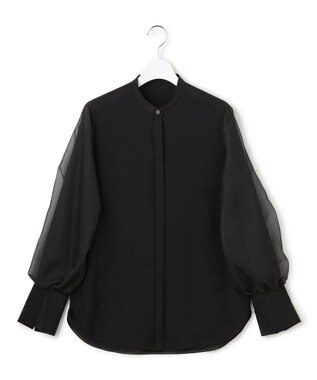 ICB L 【先行予約】 オーガンコンビシャーティング シアーレイヤードスリーブブラウス ブラック