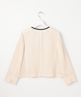 ANY SIS S シアーメッシュ ノーカラージャケット ライトベージュ×ブラック