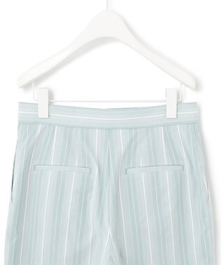 ICB 【洗える】 コットンナイロンドビーストライプ ワイドストレートパンツ ジェイドグレー系