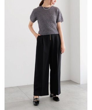 Te chichi ハイウエストフロントジップワイドパンツ《2025Autumn catalog item》 ブラック