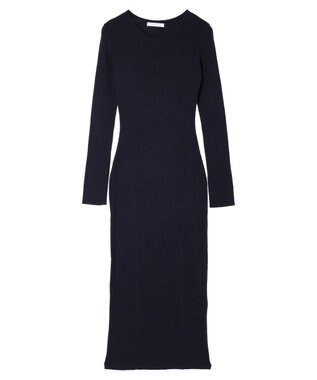 Green Parks タイトシルエットリブニットワンピース Navy