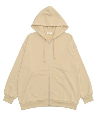 WEGO 【SCHOOLITEM】ルーズフィットZIPパーカー ベージュ