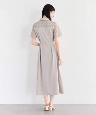 YECCA VECCA レース切替ワンピース Gray Beige