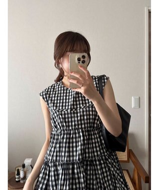 Green Parks コルセット風ミニワンピースⅡ Gingham Check
