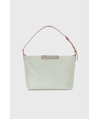 DAKS ナイロン×牛革 ハウスチェック ショルダーバッグ シーグラス