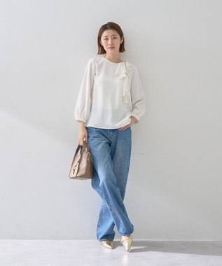 YECCA VECCA アシメラッフルブラウス Off White