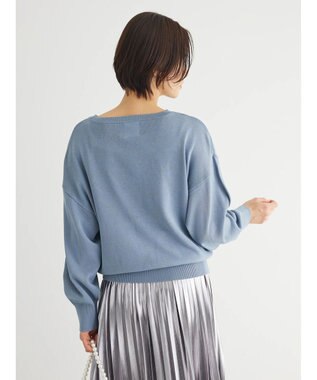 Green Parks さがら刺繍入りニットプルオーバー Sax