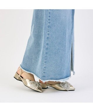 MODE ET JACOMO <noyau>2WAYリボンストラップミュールパンプス ゴールドコンビ