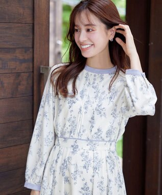 Tiaclasse L 【洗える】トワルドジュイ配色ワンピース アイボリー