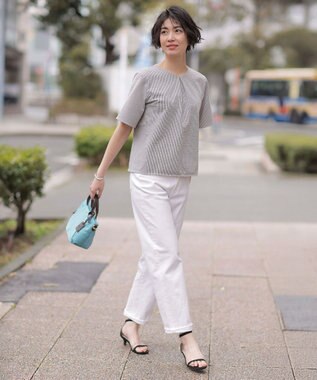 J.PRESS LADIES 【洗える】BASIC STRETCH DENIM ボーイフィット パンツ ホワイト系