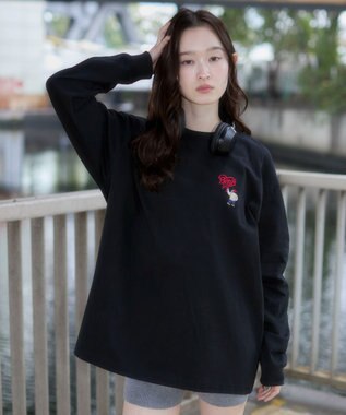 WEGO 【ユニセックス着用ITEM/MLサイズ展開】別注BENDAVISハートワンポイント刺繍T（LS） ブラック