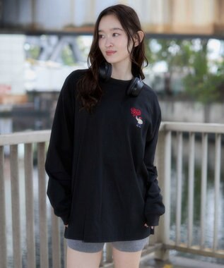 WEGO 【ユニセックス着用ITEM/MLサイズ展開】別注BENDAVISハートワンポイント刺繍T（LS） ブラック