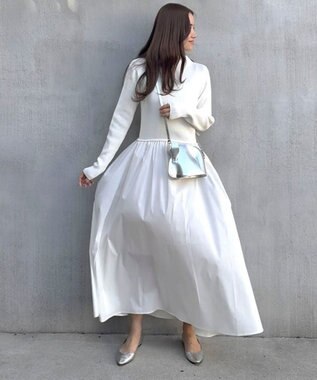 Green Parks AnriettMusee  リブニットドッキングワンピース Off White