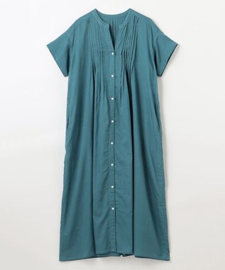 ANY L ピンタックデザインシャツワンピース ターコイズ