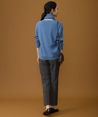 自由区 L 【19号サイズまで展開】TRギャバ裏起毛チェック柄テーパード パンツ チャコール系チェック