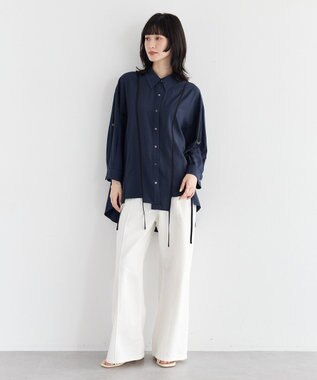 YECCA VECCA ストリングデザインシャツ Navy