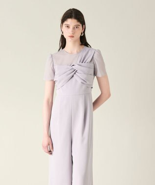 GRACE CONTINENTAL ドレープリボンサロペット グレー