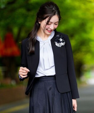 ANY SIS セレモニーダブルクロス クルーカラー ジャケット ネイビー