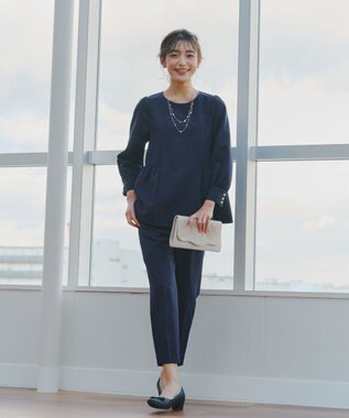 Tiaclasse 【小倉優子さん着用・ダブルクロス・洗える】テーパードパンツ ネイビー