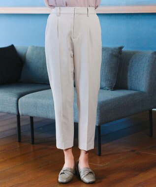 Tiaclasse 【小倉優子さん着用・ダブルクロス・洗える】テーパードパンツ グレージュ