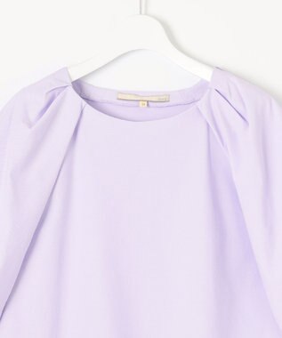 自由区 【XSサイズ~/洗える】ツイストプレインジャージー袖タック カットソー ライラック系