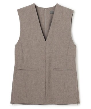 uncrave ウォッシャブルウールライクツイル ジレ シャンブレーチャコール