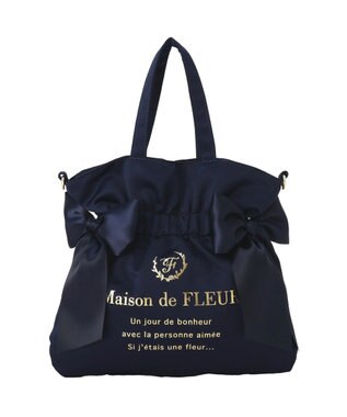 Maison de FLEUR ダブルリボン2Wayトートバッグ Navy